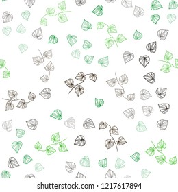 Dark Green vector seamless doodle background with leaves. Colorful illustration in doodle style with leaves. Pattern for design of window blinds, curtains.