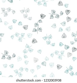 Dark Green vector seamless doodle texture with leaves. Decorative illustration with doodles on abstract template. Pattern for trendy fabric, wallpapers.
