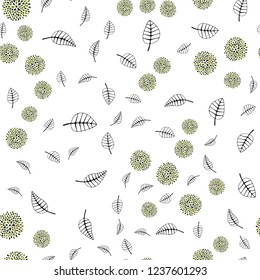 Dark Green vector seamless doodle texture with leaves, flowers. Glitter abstract illustration with leaves and flowers. Design for textile, fabric, wallpapers.