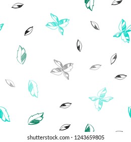 Dark Green vector seamless doodle background with leaves. Blurred decorative design in Indian style with leaves. Pattern for design of window blinds, curtains.