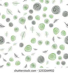 Dark Green vector seamless doodle layout with leaves and flowers. Brand new colored illustration with leaves and flowers. Pattern for trendy fabric, wallpapers.