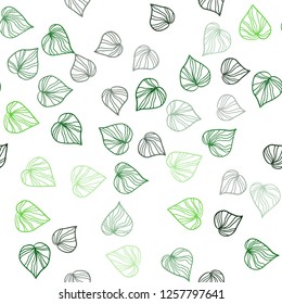 Dark Green vector seamless doodle layout with leaves. Colorful illustration in doodle style with leaves. Pattern for trendy fabric, wallpapers.