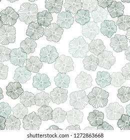 Dark Green vector seamless doodle pattern with flowers. Shining colored illustration with flowers. Design for textile, fabric, wallpapers.