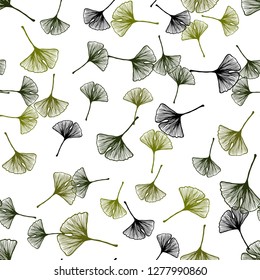Dark Green vector seamless doodle pattern with leaves. Modern geometrical abstract illustration with leaves. Texture for window blinds, curtains.