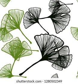 Dark Green vector seamless doodle pattern with leaves. Colorful abstract illustration with leaves in doodle style. Design for textile, fabric, wallpapers.
