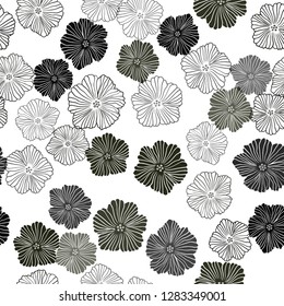Dark Green vector seamless doodle template with flowers. Doodle illustration of flowers in Origami style. Pattern for design of fabric, wallpapers.