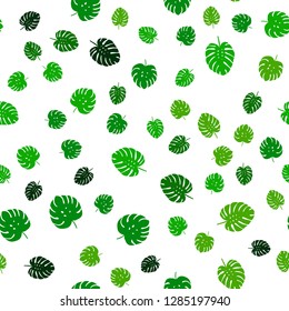 Dark Green vector seamless doodle pattern with leaves. Brand new colored illustration in blurry style with leaves. Template for business cards, websites.
