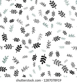 Dark Green vector seamless doodle pattern with leaves, branches. Doodle illustration of leaves and branches in Origami style. Design for wallpaper, fabric makers.