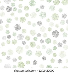 Dark Green vector seamless doodle pattern with flowers. Flowers in natural style on white background. Template for business cards, websites.