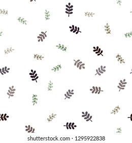 Dark Green vector seamless doodle background with leaves. Colorful abstract illustration with leaves in doodle style. Texture for window blinds, curtains.