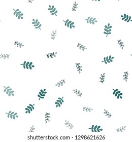 Dark Green vector seamless doodle background with leaves. Colorful abstract illustration with leaves in doodle style. Texture for window blinds, curtains.