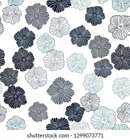 Dark Green vector seamless doodle template with flowers. Flowers with gradient on white background. Pattern for design of fabric, wallpapers.