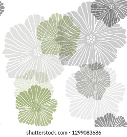 Dark Green vector seamless doodle background with flowers. Modern abstract illustration with flowers. Pattern for design of fabric, wallpapers.