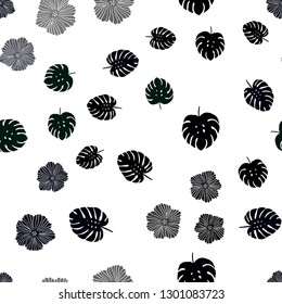 Dark Green vector seamless doodle layout with flowers, leaves. Modern abstract illustration with leaves and flowers. Design for textile, fabric, wallpapers.