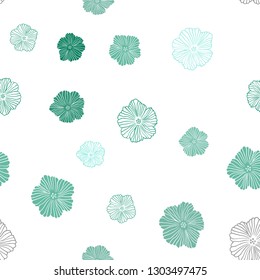 Dark Green vector seamless doodle background with flowers. Doodle illustration of flowers in Origami style. Pattern for trendy fabric, wallpapers.