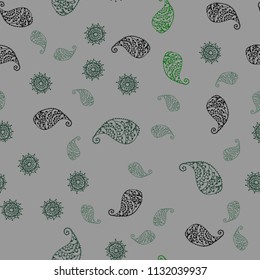 Dark Green vector seamless elegant background with leaves and flowers. Brand new colored illustration with leaves and flowers. Completely new design for your business.