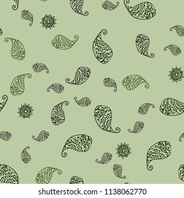 Dark Green vector seamless elegant template with leaves and flowers. Glitter abstract illustration with leaves and flowers. Pattern for colorful books and pages for kids.
