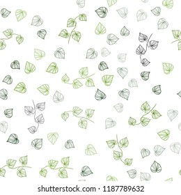 Dark Green vector seamless elegant pattern with leaves. Decorative illustration with doodles on abstract template. Trendy design for wallpaper, fabric makers.