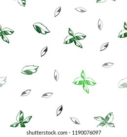 Dark Green vector seamless elegant template with leaves. Colorful abstract illustration with leaves in doodle style. Pattern for design of window blinds, curtains.