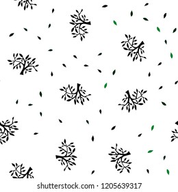 Dark Green vector seamless elegant pattern with leaves, branches. An elegant bright illustration with leaves and branches. Design for textile, fabric, wallpapers.