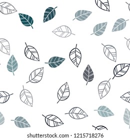 Dark Green vector seamless elegant template with leaves. Blurred decorative design in Indian style with leaves. Template for business cards, websites.