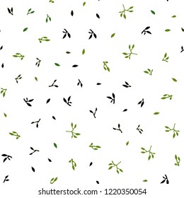 Dark Green vector seamless elegant pattern with leaves. Colorful abstract illustration with leaves in doodle style. Template for business cards, websites.