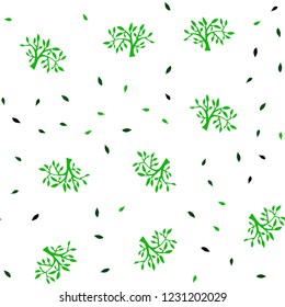Dark Green vector seamless elegant wallpaper with leaves, branches. Shining colored illustration with leaves and branches. Design for wallpaper, fabric makers.