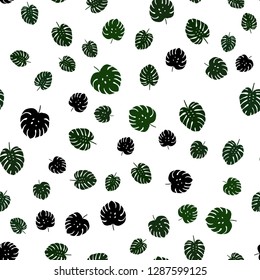 Dark Green vector seamless elegant background with leaves. Doodle illustration of leaves in Origami style with gradient. Template for business cards, websites.