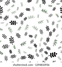 Dark Green vector seamless elegant background with leaves, branches. Doodle illustration of leaves and branches in Origami style. Design for textile, fabric, wallpapers.