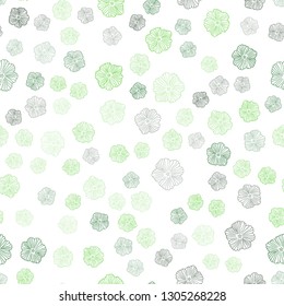 Dark Green vector seamless elegant background with flowers. Flowers in natural style on white background. Texture for window blinds, curtains.
