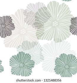 Dark Green vector seamless elegant template with flowers. Creative illustration in blurred style with flowers. Texture for window blinds, curtains.