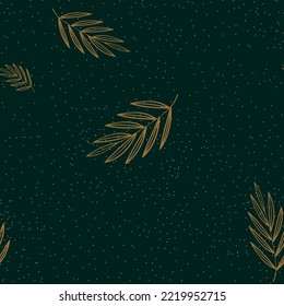 Patrón de temática del bosque sin costuras del vector verde oscuro. Patrón perfecto para envolver papel y decoraciones con diseño floral y colores planos.
