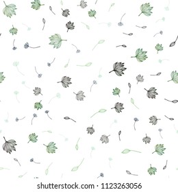 Dark Green vector seamless hand painted pattern. Decorative design in Indian style with leaves. A new texture for your design.