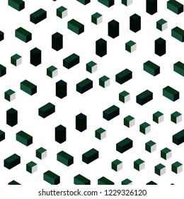 Dark Green vector seamless, isometric backdrop with rhombus. Abstract gradient illustration with rectangles. Design for textile, fabric, wallpapers.