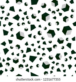 Dark Green vector seamless, isometric background with triangles, cubes. Glitter abstract illustration with squares, lines. Pattern for trendy fabric, wallpapers.