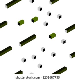 Dark Green vector seamless, isometric texture in rectangular style. Rectangles on abstract background with colorful gradient. Pattern for design of fabric, wallpapers.