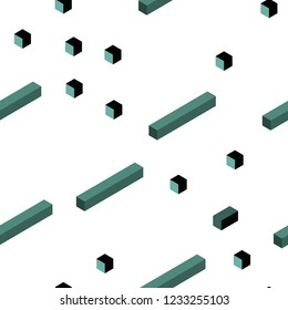 Dark Green vector seamless, isometric pattern in square style. Abstract gradient illustration with rectangles. Design for textile, fabric, wallpapers.