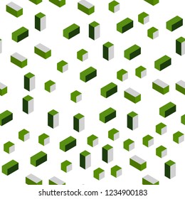 Dark Green vector seamless, isometric background with rectangles. Illustration with set of colorful rectangles. Pattern for trendy fabric, wallpapers.