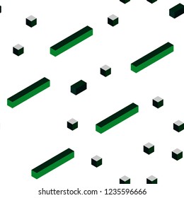 Dark Green vector seamless, isometric layout with lines, rectangles. Modern abstract illustration with colorful rectangles. Texture for window blinds, curtains.