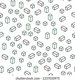 Dark Green vector seamless, isometric template with rhombus. Abstract gradient illustration with rectangles. Pattern for trendy fabric, wallpapers.