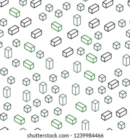 Dark Green vector seamless, isometric template with rhombus. Decorative design in abstract style with rectangles. Texture for window blinds, curtains.