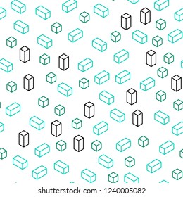 Dark Green vector seamless, isometric pattern in square style. Decorative design in abstract style with rectangles. Texture for window blinds, curtains.