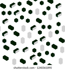 Dark Green vector seamless, isometric pattern in square style. Illustration with set of colorful rectangles. Pattern for design of fabric, wallpapers.