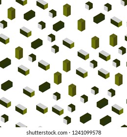 Dark Green vector seamless, isometric texture in rectangular style. Glitter abstract illustration with rectangular shapes. Pattern for trendy fabric, wallpapers.