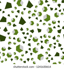 Dark Green vector seamless, isometric background with triangles, cubes. Illustration with colorful triangles, rectangles. Pattern for design of fabric, wallpapers.