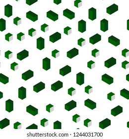 Dark Green vector seamless, isometric template with rhombus. Beautiful illustration with rectangles and squares. Design for textile, fabric, wallpapers.