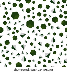 Dark Green vector seamless, isometric texture with poly style with cubes. Abstract gradient illustration with triangles, cubes. Pattern for design of fabric, wallpapers.