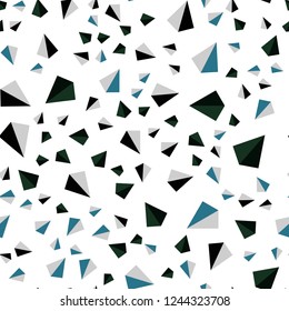 Dark Green vector seamless, isometric backdrop with lines, triangles. Beautiful illustration with triangles in nature style. Texture for window blinds, curtains.