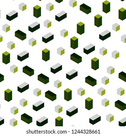 Dark Green vector seamless, isometric texture in rectangular style. Modern abstract illustration with colorful rectangles. Design for textile, fabric, wallpapers.