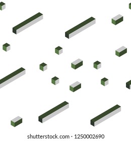 Dark Green vector seamless, isometric layout with lines, rectangles. Decorative design in abstract style with rectangles. Pattern for design of fabric, wallpapers.
